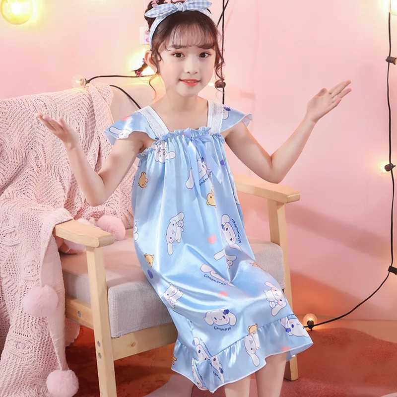 Childrens Pajamas Girls Pajamas Family Clothing Ice Thin Girls Pajamas Summer Short Sleeves Childrens and Baby SkillsW240716