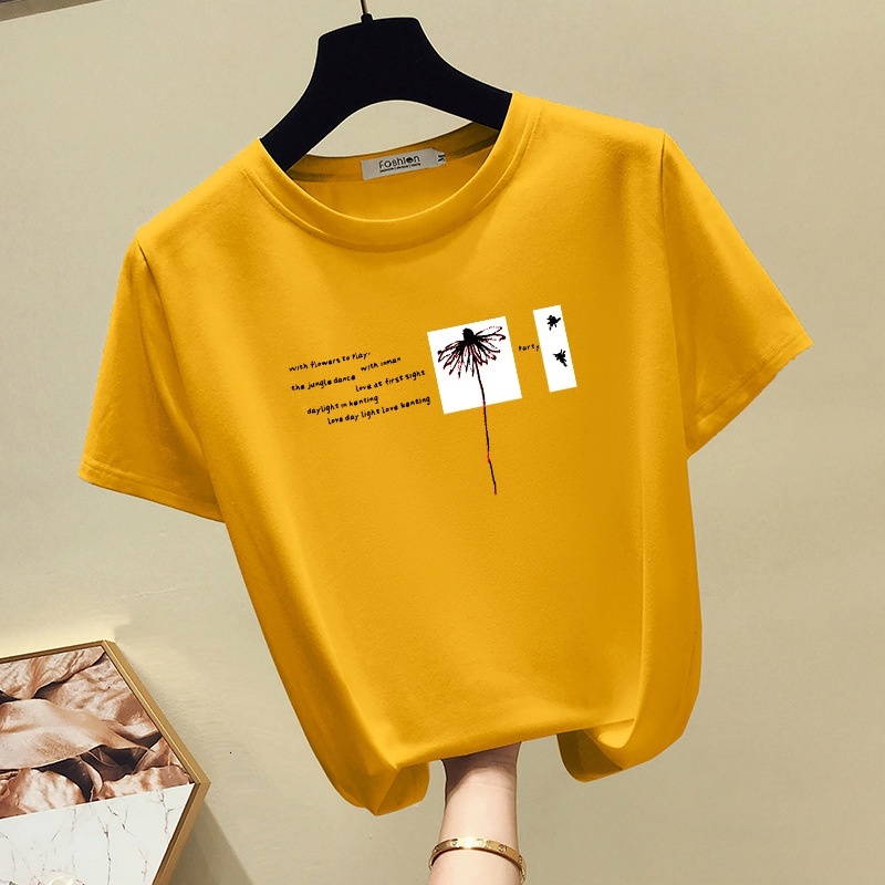Girls' Summer Clothes Style Printed T-shirt Short Sleeve New Fashion Casual Women's Large Round Neck Loose Top