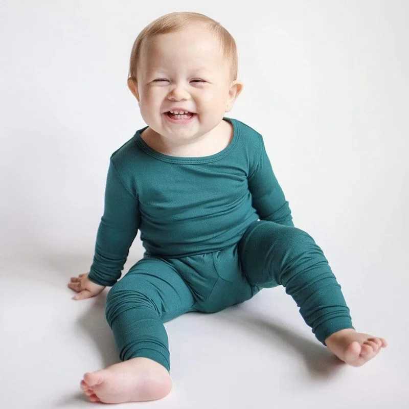 Childrens clothing bamboo fiber long sleeved baby girl boy pajamas 2-piece set childrens pajamas 1-6 years old childrens pajamasW240716