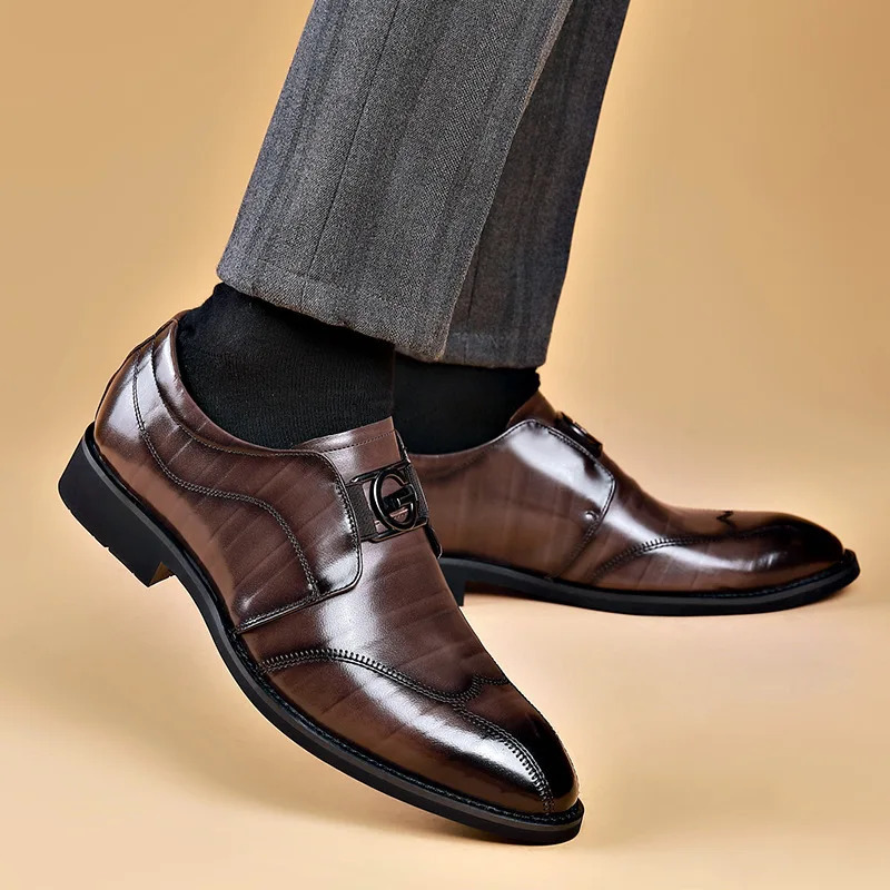 Men's Patent hot Leather Brogue Dress Shoes Formal Wedding Party Oxfords for Business & Office - 2024