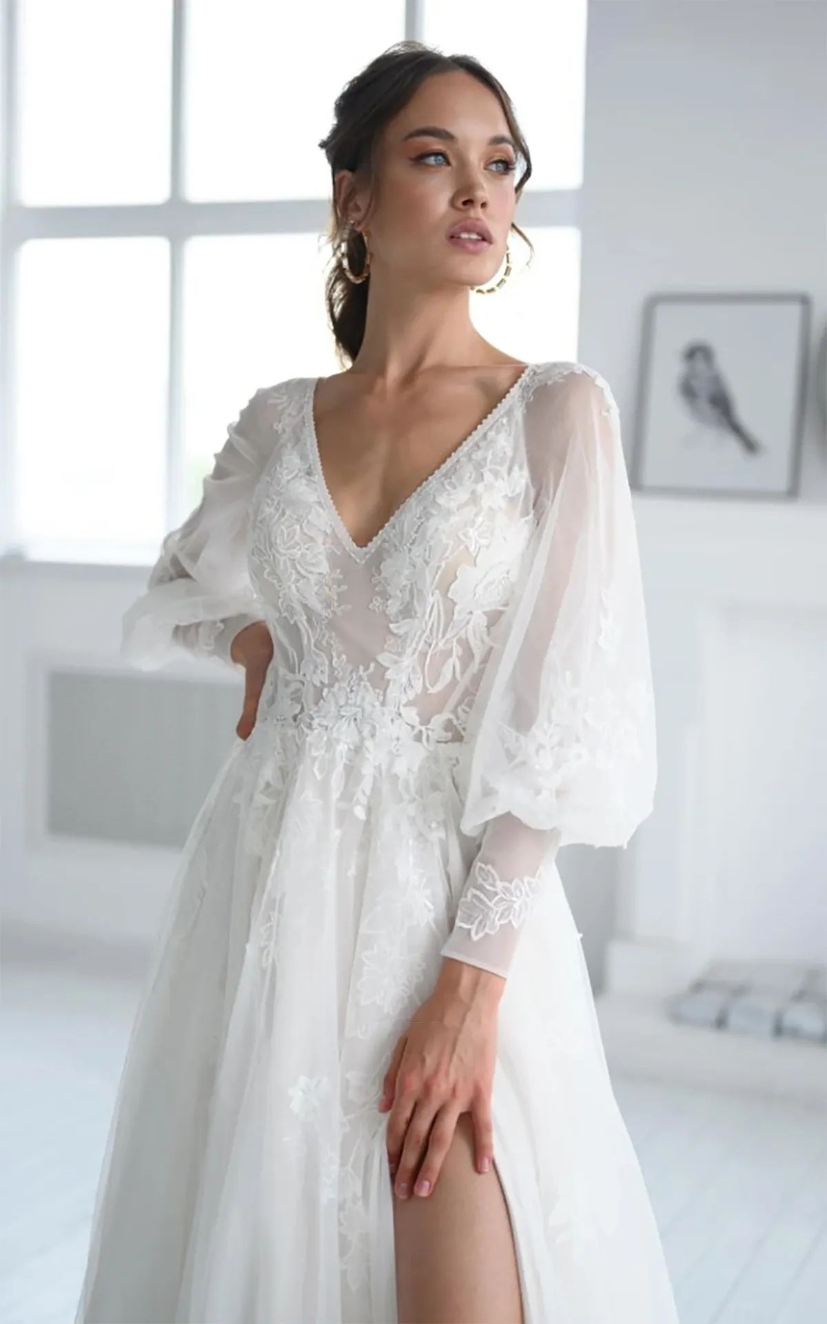 Elegant Beach A Line Wedding Dresses Side Split Cap Sleeve Lace Applique Bridal Gown Sweep Train Vestidos De Novia Custom Size Custom Made