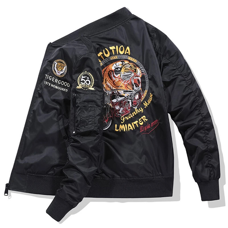 Spring Autumn Bomber Jacket Men Outdoor Pilot Military Baseball Tiger Embroidered Large Size Air Force Flight Coat 240712