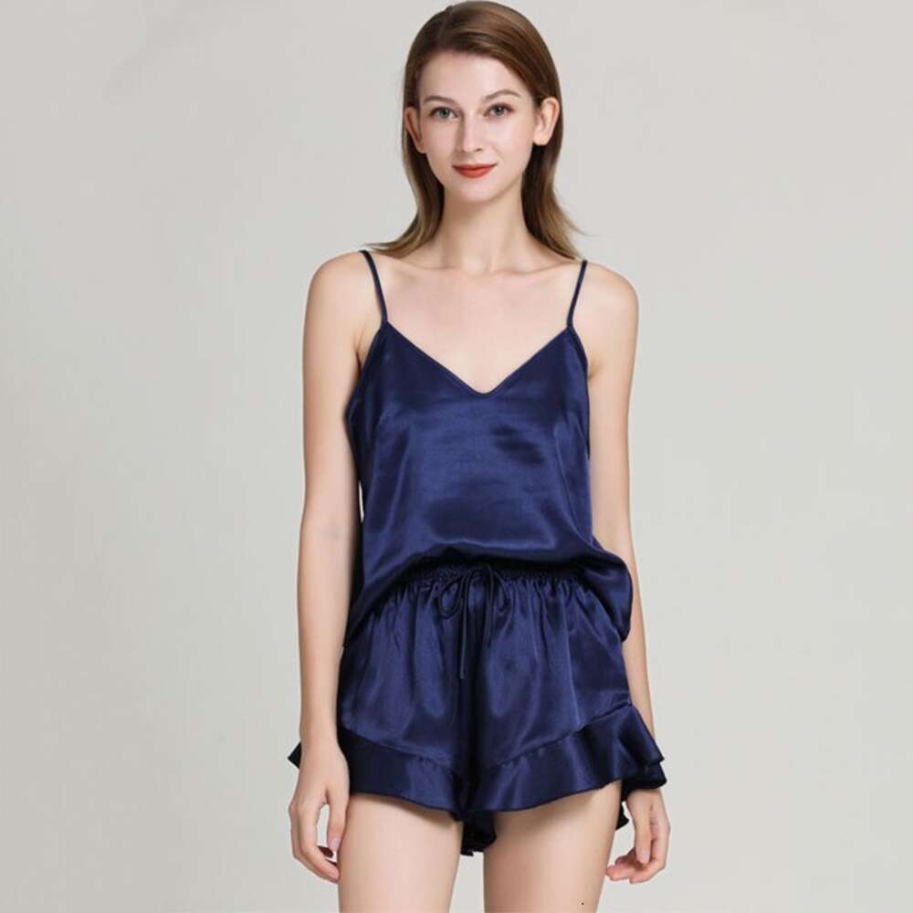 Ladies Sexy Nightwear Silk Satin Sleepwear Sleeveless Pamas Solid Pyjama Femme Fashion Pijama Set For Women