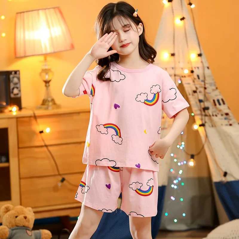 2 4 6 8 10 Year Childrens Pajama Set Childrens Summer Pajamas Cotton Boys Pajamas Baby Pajamas Short Sleeve Girls PajamasW240716
