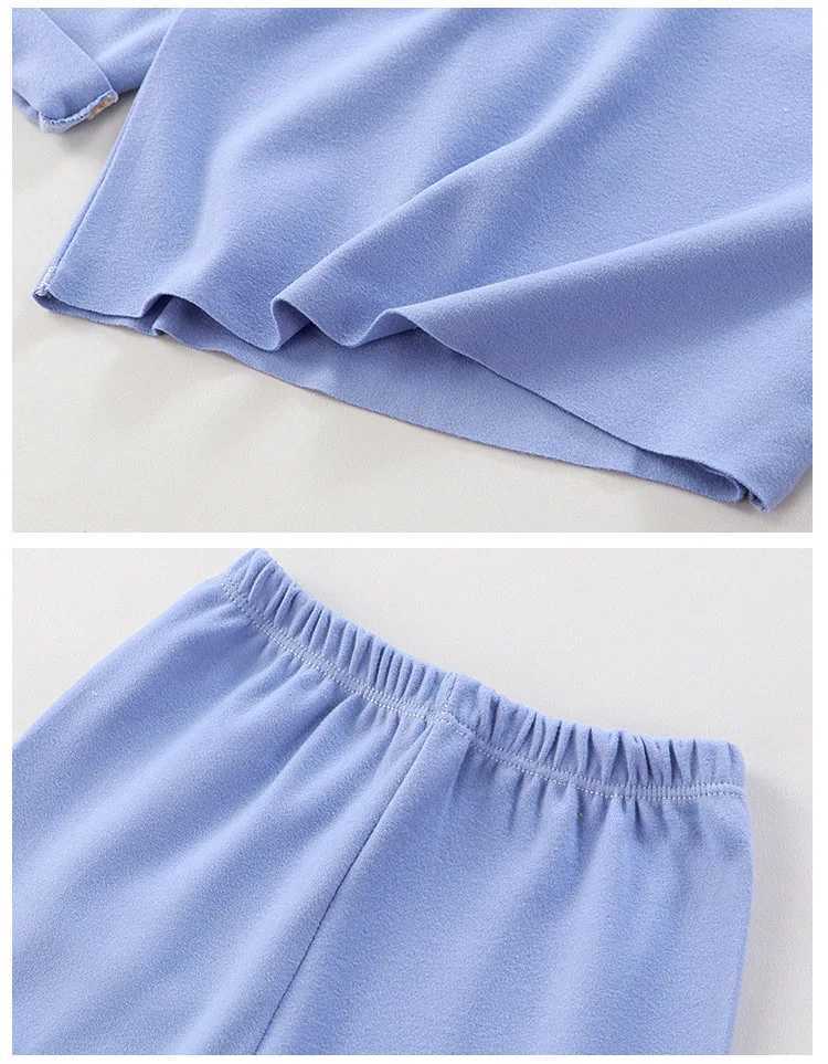 Girls sleepwear set long sleeved velvet seamless hot underwear Pjs childrens cotton sleepwear top and pantsW240716