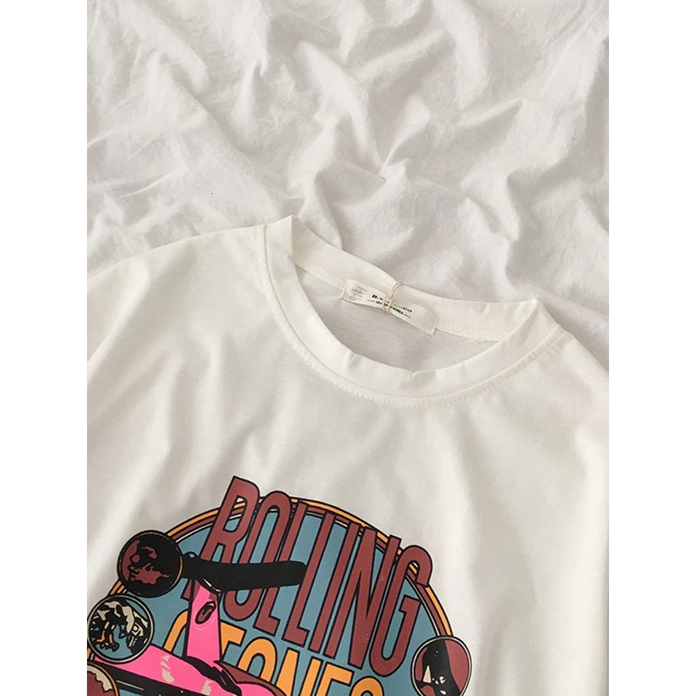 Women's Korean Style Oversize Short-sleeved Loose Printed T-shirt Half-sleeved Bottoming Shirt