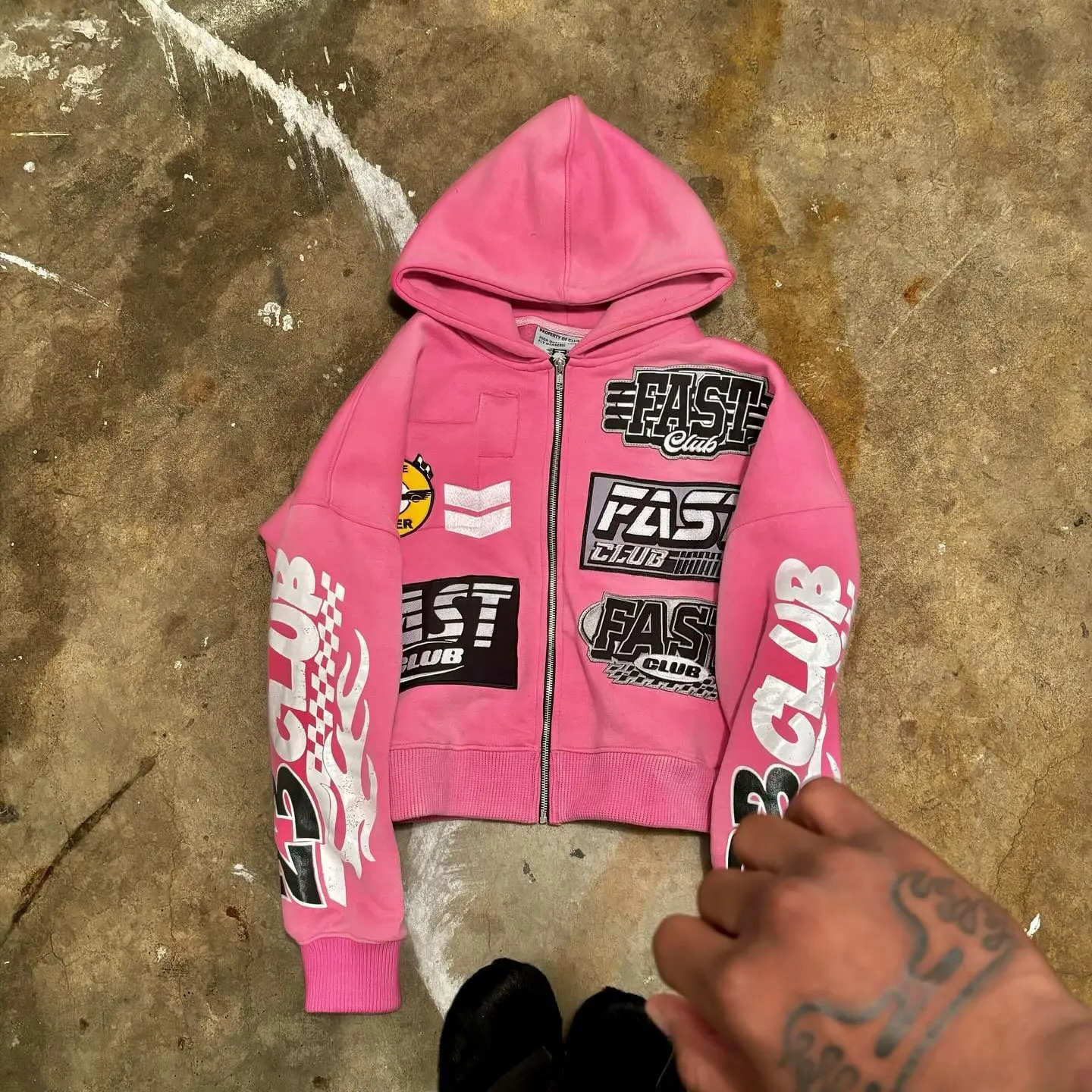 American pink sweatshirt zip up hoodie streetwear oversized 2000s harajuku y2k tops casual hoodies tracksuit men clothing 240717
