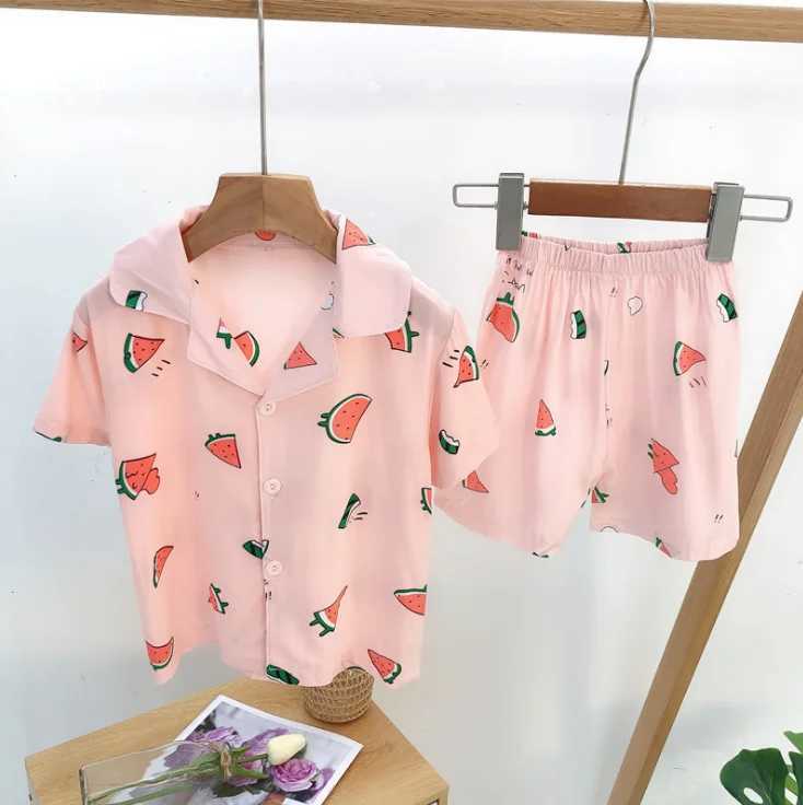 Spring and Autumn Baby Boys and Girls Pajama Set 18M-8yrs Childrens Pajama Lounge Clothing Cotton Girls Evening DressW240716