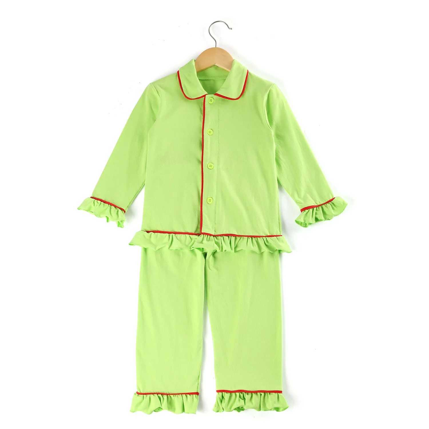 Mudbala 2022 Cotton Long sleeved Autumn/Winter Pajama Childrens Pajama Set Boys and Girls Ruffled Pajamas for PreschoolersW240716