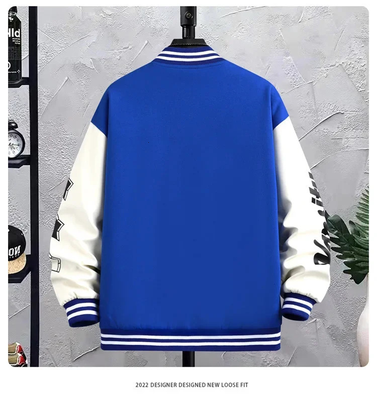 Mens Letter Printed Loose Baseball Jacket Fashion Embroidered Y2K Street Hiphop Retro Uniform Suit Coat 240712
