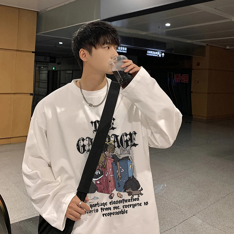 LAPPSTER Y2k Streetwear 90s Graphic T Shirt Harajuku Korean Fashions Long Sleeve Tees Cotton Oversized Loose Vintage Tshirt 240716