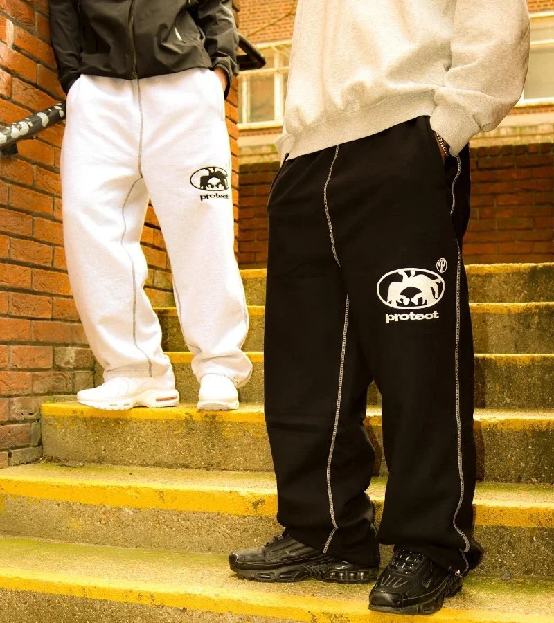 PROTECT Streetwear Sweatpants Men Women Y2K Harajuku Embroidery Baggy Casual Pants Hip Hop Jogging Pants Cotton Sport Trousers 240716