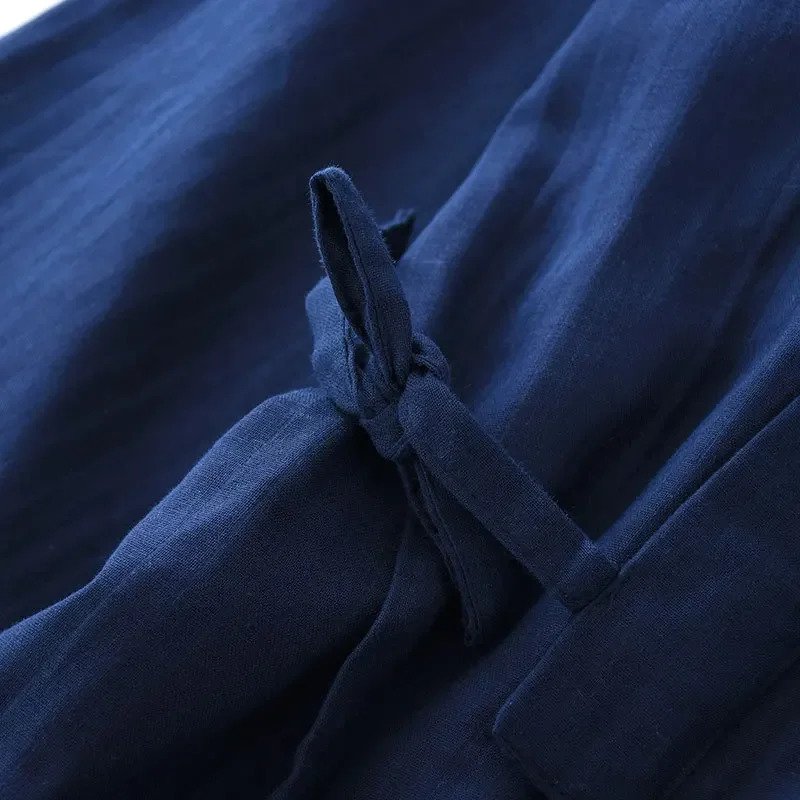 Mens Cotton Kimono Robes Pajamas Clothes Thin Spring and Autumn Black Navy Colors Home Loose Casual Men Robe Sets 240713
