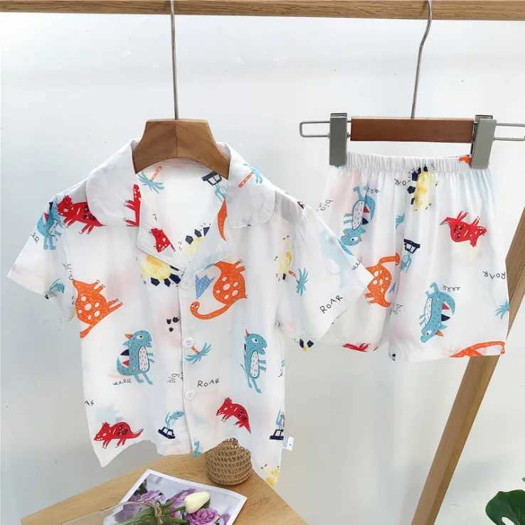 Spring and Autumn Baby Boys and Girls Pajama Set 18M-8yrs Childrens Pajama Lounge Clothing Cotton Girls Evening DressW240716