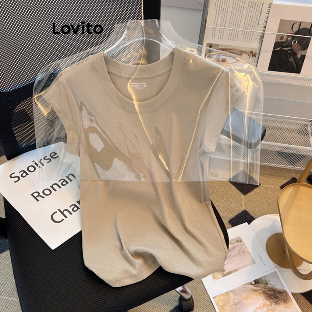Lovito Casual Plain Basic T-Shirt for Women LNE37151 (Multi-color)