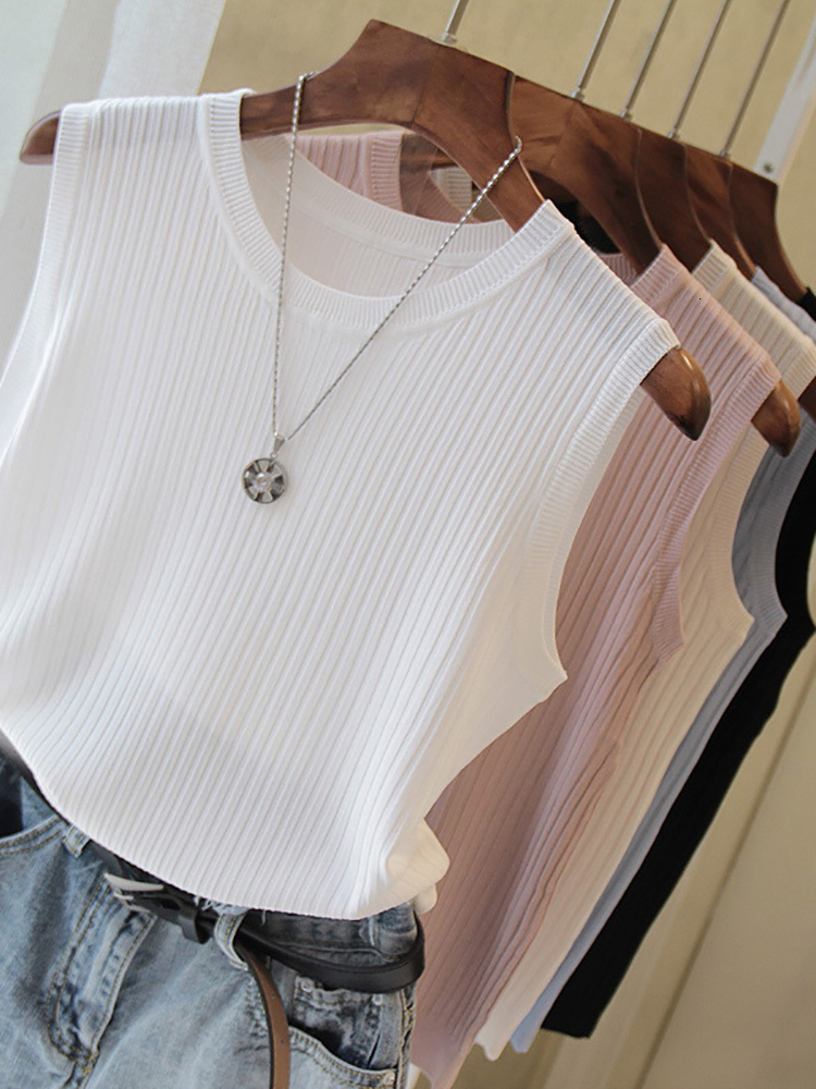 White ice silk vest with camisole, women's 2024 new summer suit, suit base, inner outer layer, sleeveless top