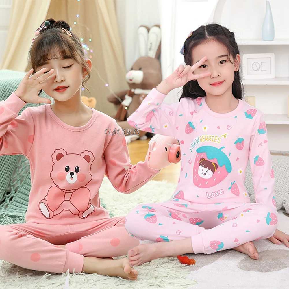 Youth sleepwear short sleeved 100% pure cotton sleepwear big childrens clothing set childrens sleepwear girls sleepwear 10 12 14 16 years oldW240716