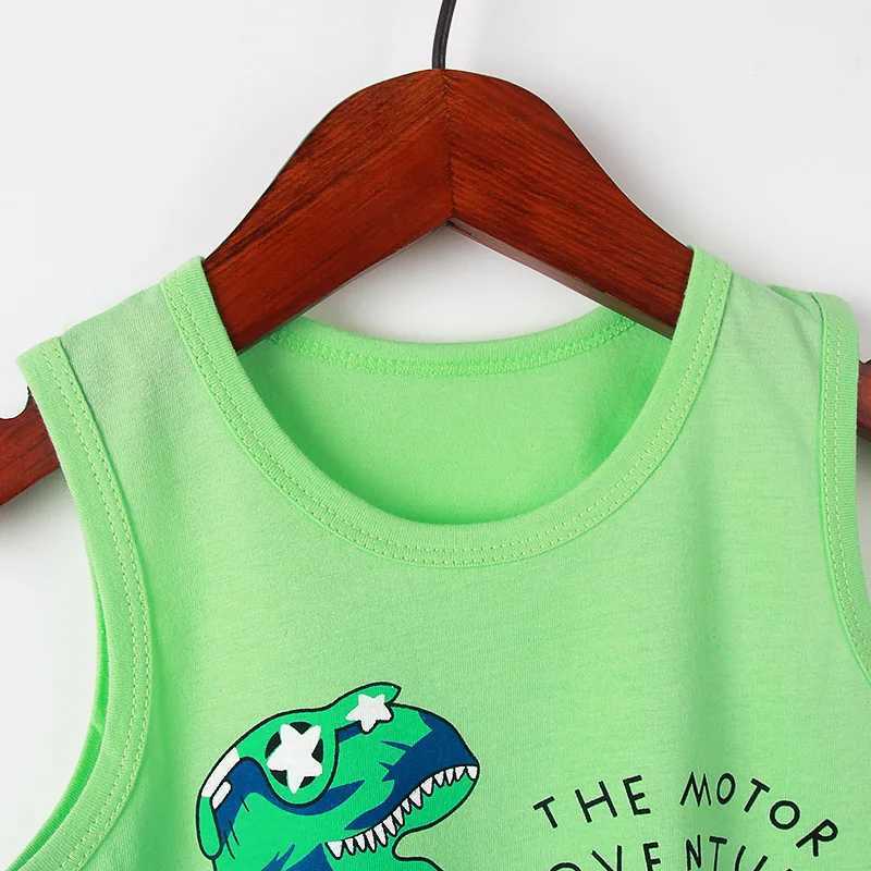2 4 6 8 10 year childrens summer clothing vest+shorts 2-piece pajamas set for children babies boys and girls cotton casual sportswearW240716