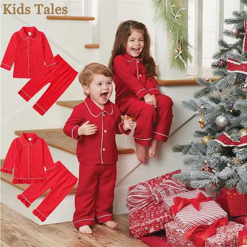 Childrens clothing set childrens pajamas set new style casual clothing Christmas clothing pleated baby pajamas set cotton pajamasW240716