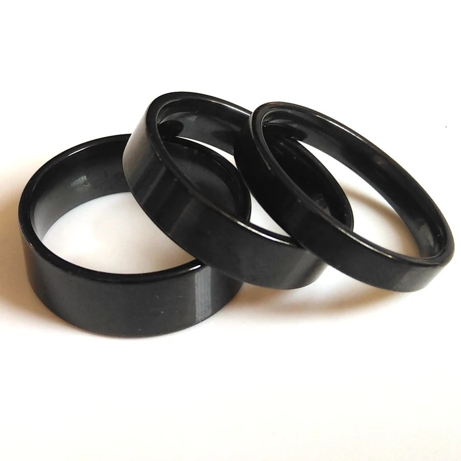 100 pieces wholesale mixed batch 4MM 6MM 8MM black flat band comfortable fit 316L stainless steel ring unisex jewelry selling 240805