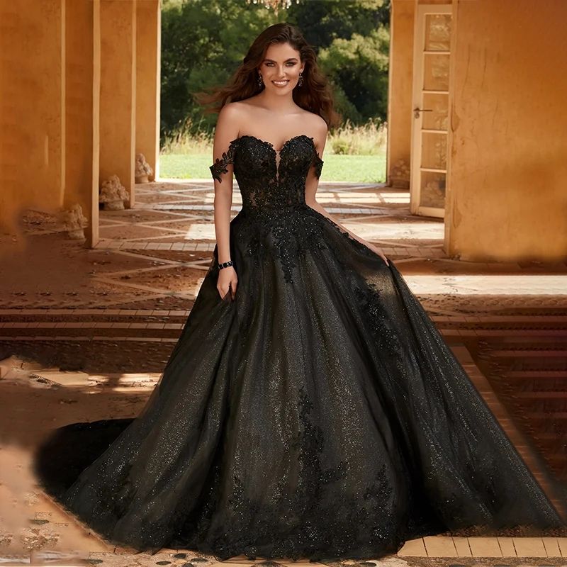 Sexy Black Lace Applique Beach Wedding Dress Boho Floral Bridal Gown Sleeveless Vestidos de Novia Custom Made 01