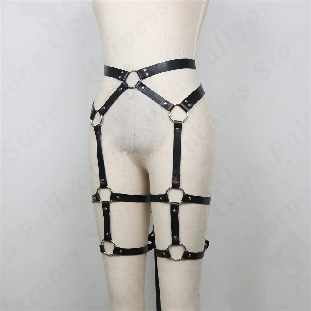 Sexy Suspenders Men Fashion Leather Belts BDSM Leg Harness Harajuku Gothic Punk Fetish Gay Clubwear Lingerie Garters Accessories 240711