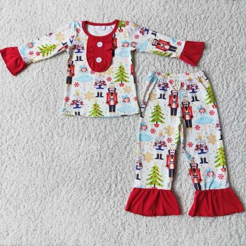 Wholesale childrens winter baby clothing sleepwear set childrens black long sleeved pink denim shirt pants fashion set sleepwearW240716