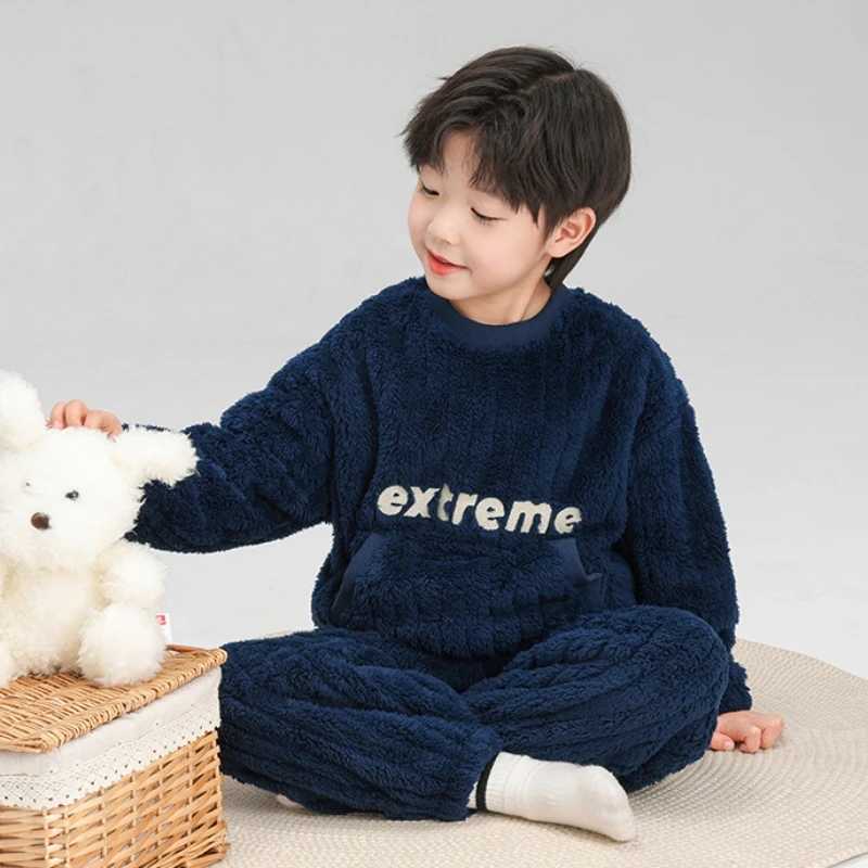 Childrens Pajama Set Warm Autumn Childrens Pajamas Boys and Girls Aprons Casual Sleepwear Two Piece SetW240716