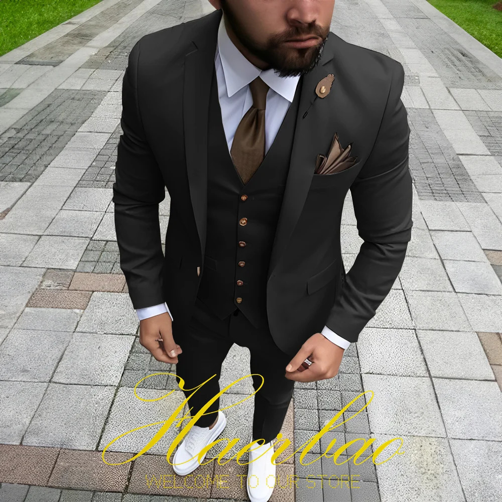 Suit for Mens Business Formal ThreePiece Jacket Vest Pants Wedding Groom Tuxedo Slim Fit Blazer 240713