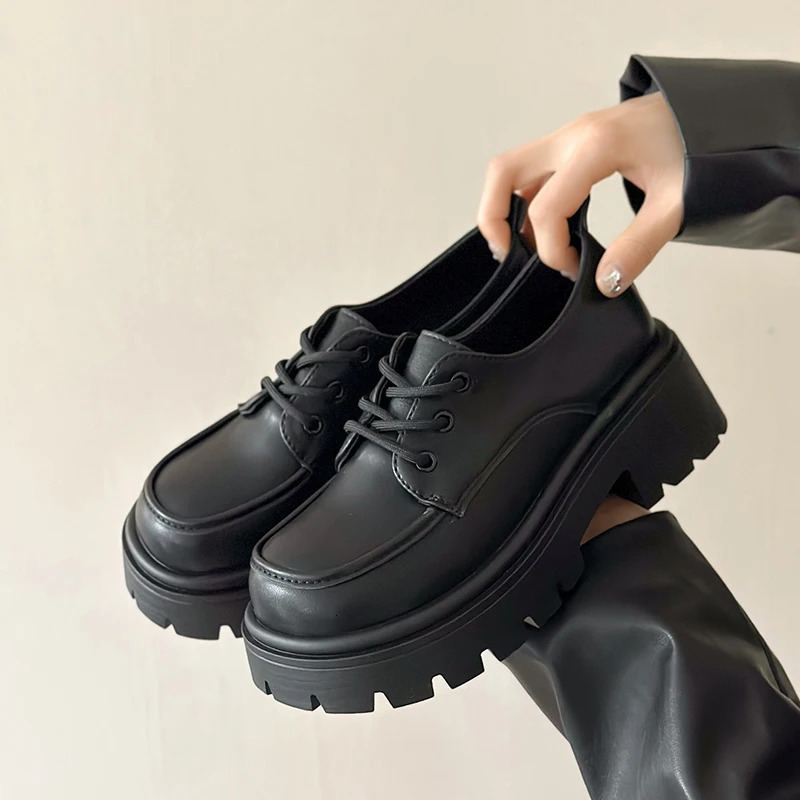 Winter Shoes Women Female Footwear Casual Sneaker Oxfords Autumn Black Flats Clogs Platform Round Toe Loafers With Fur British S 240708