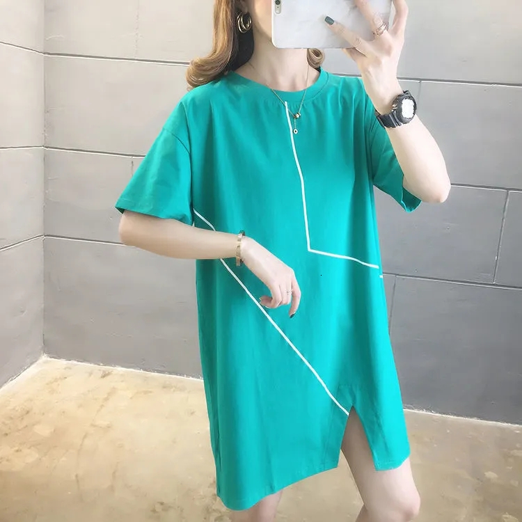 40-100KG Women Plus Size Mid-length Short Sleeve T-shirt C10387
