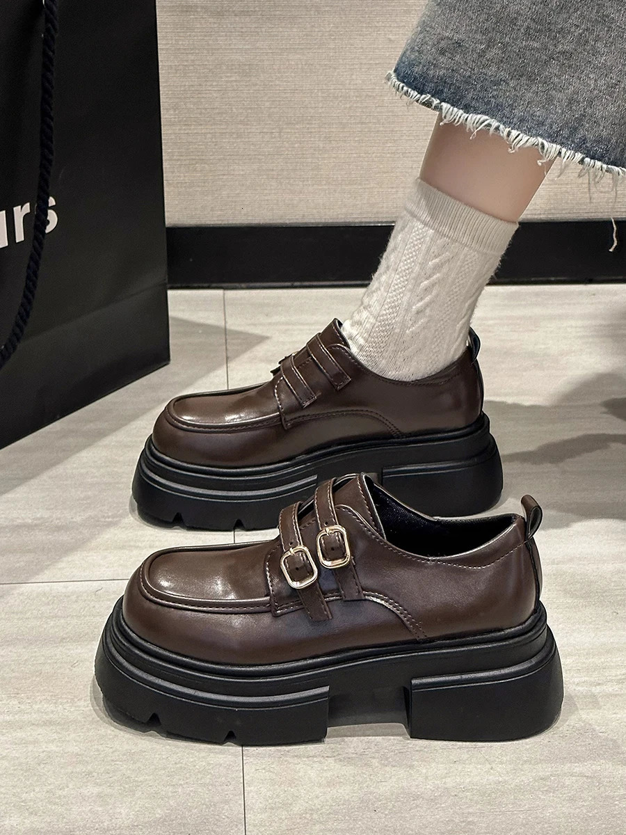 Shoes Woman Flats Clogs Platform Oxfords Loafers With Fur Round Toe Autumn Casual Female Sneakers All-Match Dress Creepers S 240708