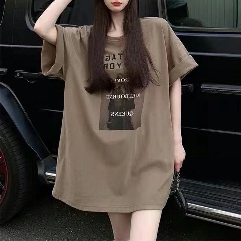 T-shirt Oversized 150kg Could Wear Korean KOL Summer Oversized Women Short Sleeve Plus Size T Shirt Fashion Loose Print Oversize Tops