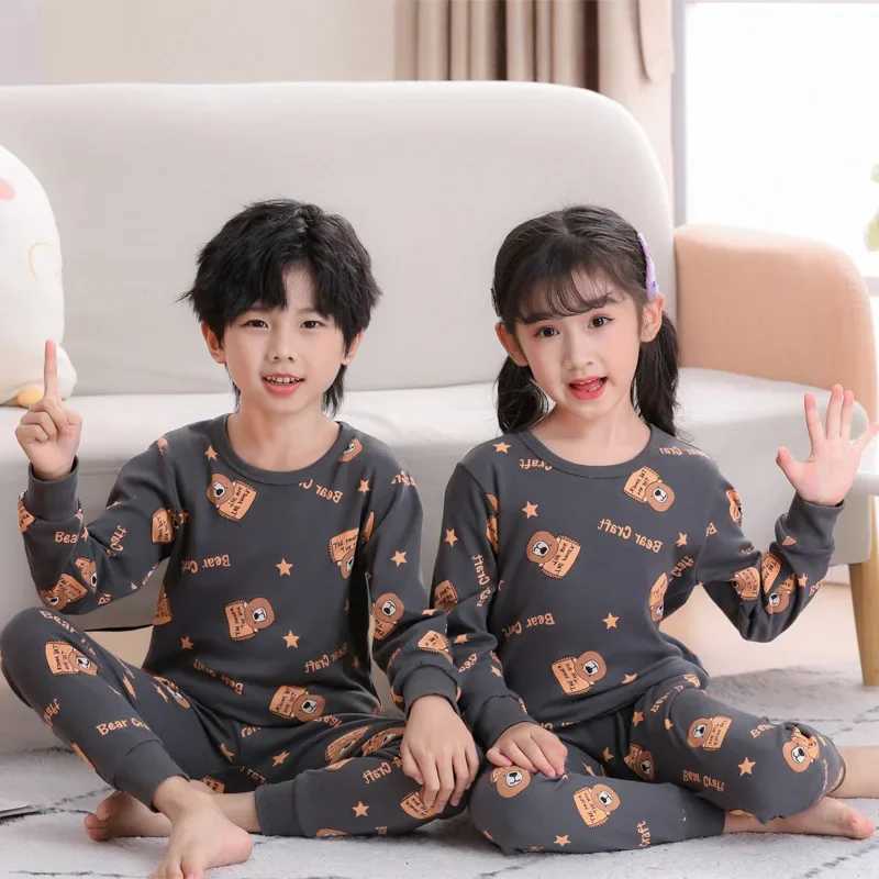 Baby long sleeved pajamas baby pajamas 100% pure cotton autumn childrens pajamas set boys and girls clothing 6 10 12YW240716