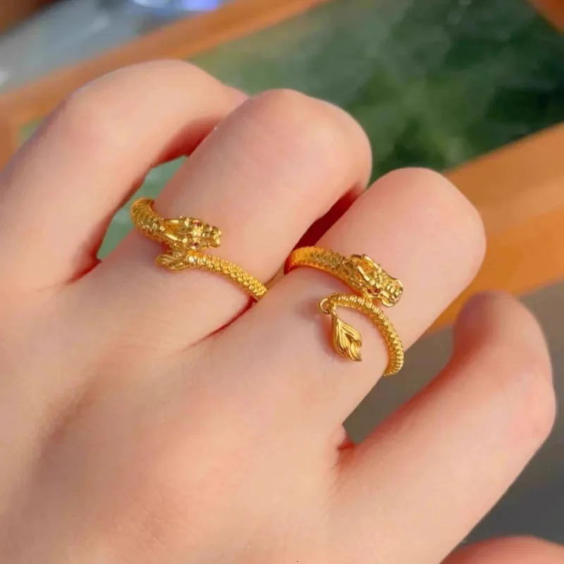 18K gold AU750 dragon ring real gold finger ring gold finger ring 240805