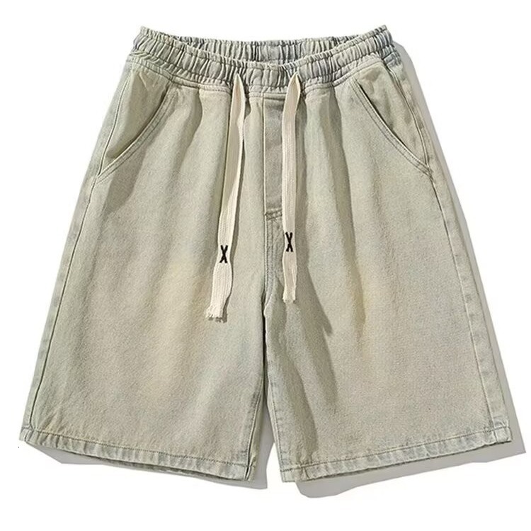 Denim in summer, thin, casual, versatile, ins high street shorts women, straight leg loose five quarter pants for men