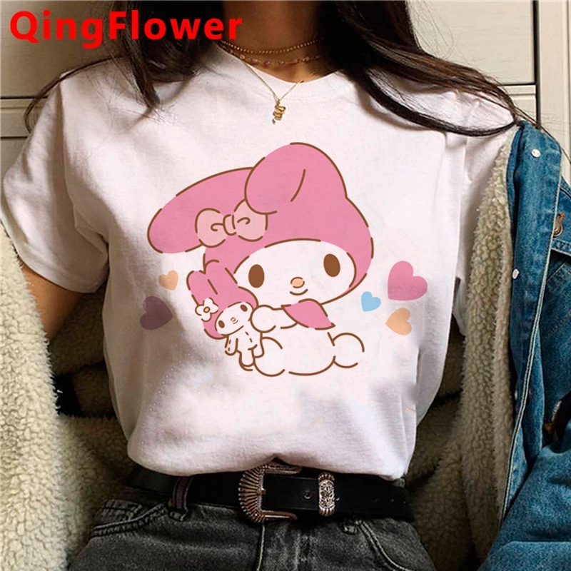 Haruku Fashion Melody Cartoon Graphic T Shirt Women Cute Anime Ullzang Streetwear Kuromi Tshirt Female
