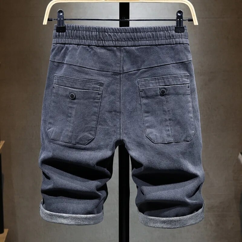 Men's Denim Shorts 2023 Summer Elastic Waist Korean Loose Thin Stretch New Fashion Jeans