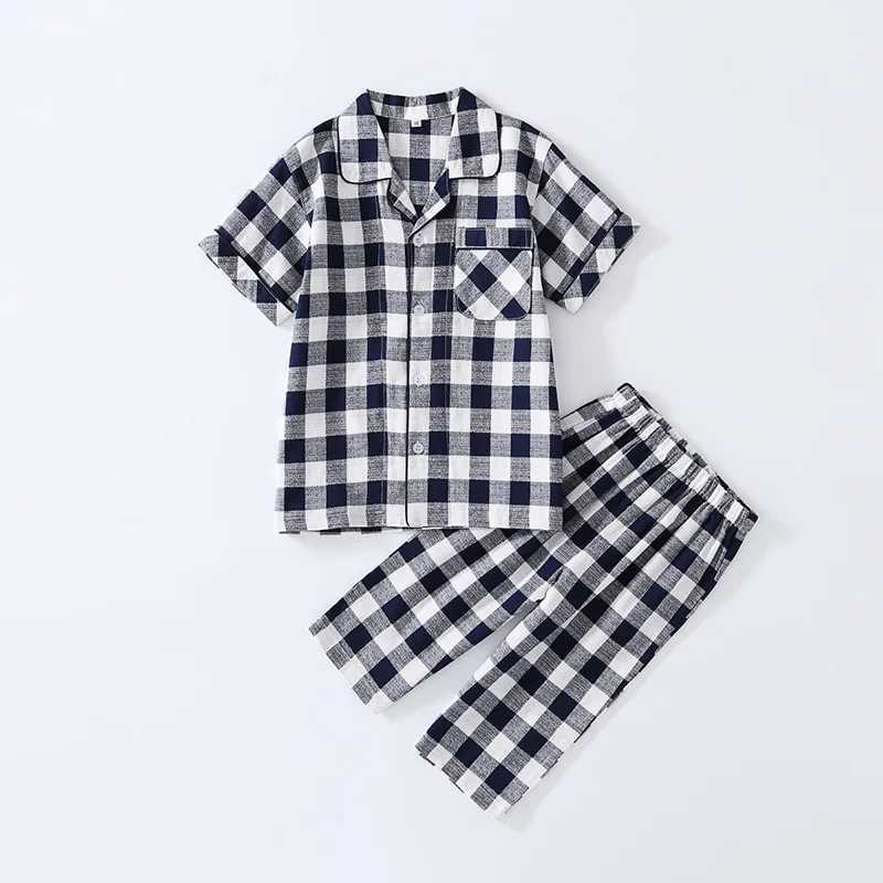 Black and white plain sleepwear set suitable for children infants girls sleepwear childrens boys family clothing childrens summer clothingW240716