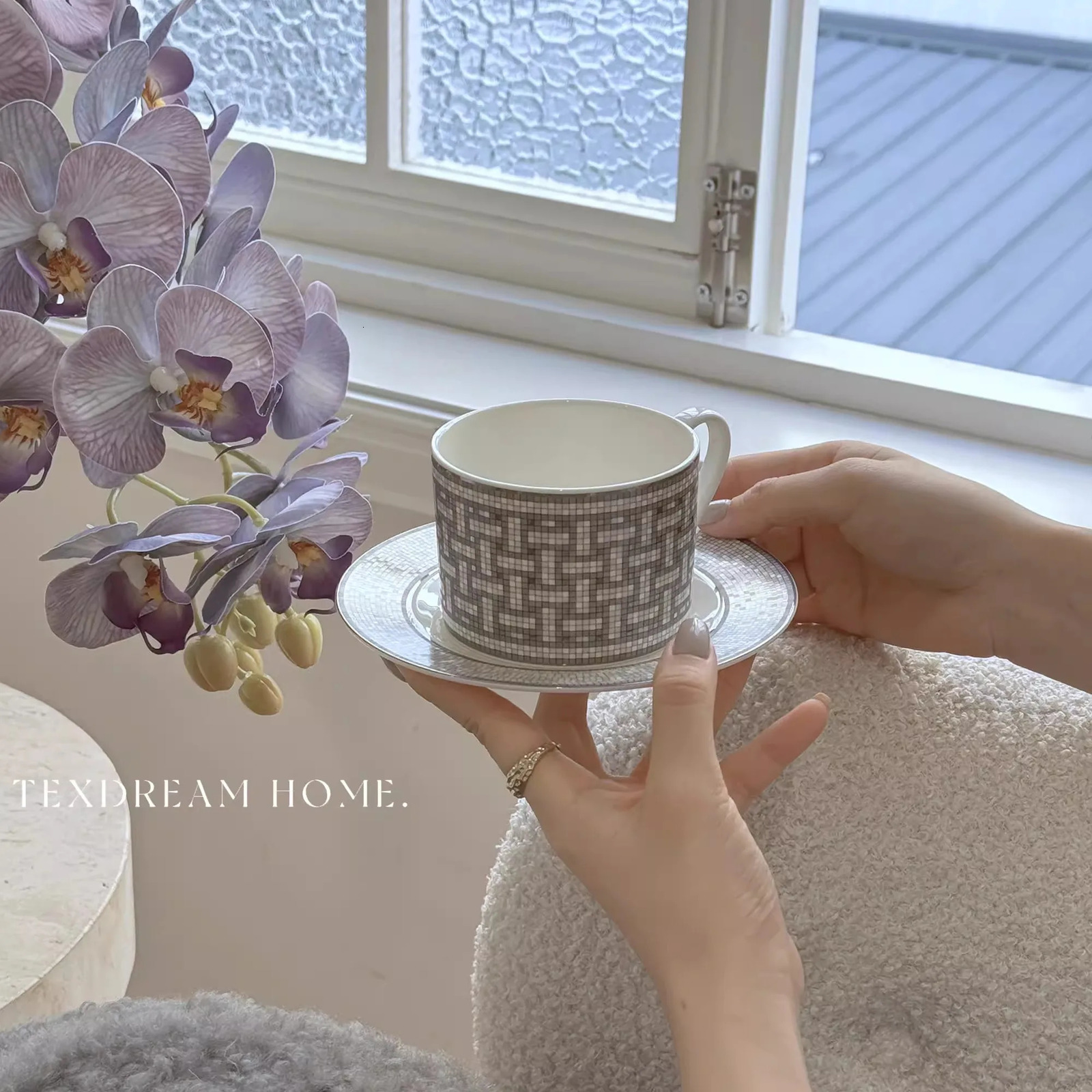 European Bone China Coffee Cups And Saucers Tableware Plates Afternoon Tea Drinkware Milk Mug With Domestic Kitchenware 240711