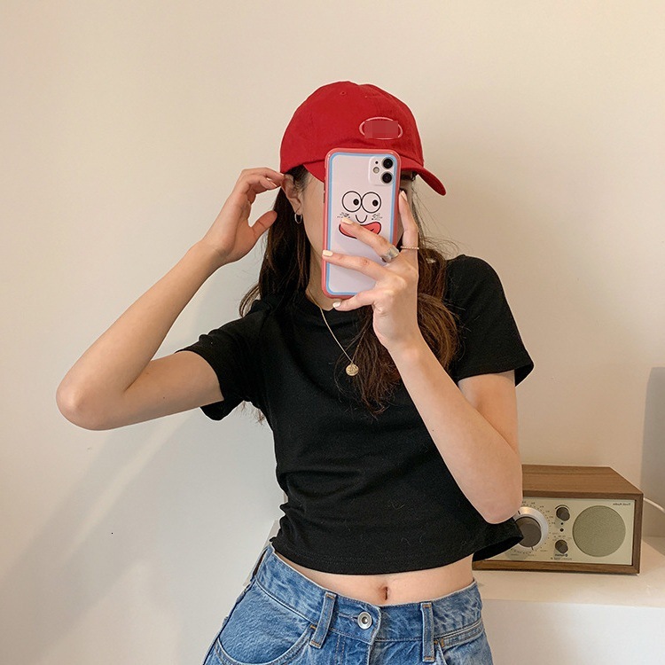 Candy colored round neck short sleeved T-shirt for summer wear Korean loose fitting women's clothing