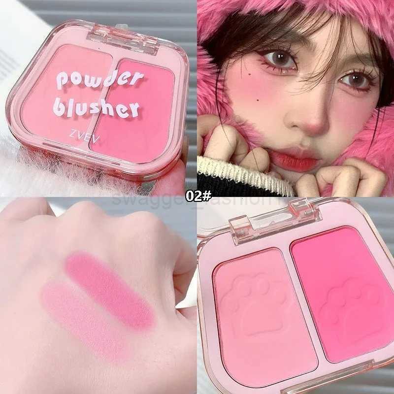 2-color Blush Palette Matte Natural Cheek Contour Peach Pink Red Nude Makeup Purple Expansion Contraction Blush Mineral PowderB240722