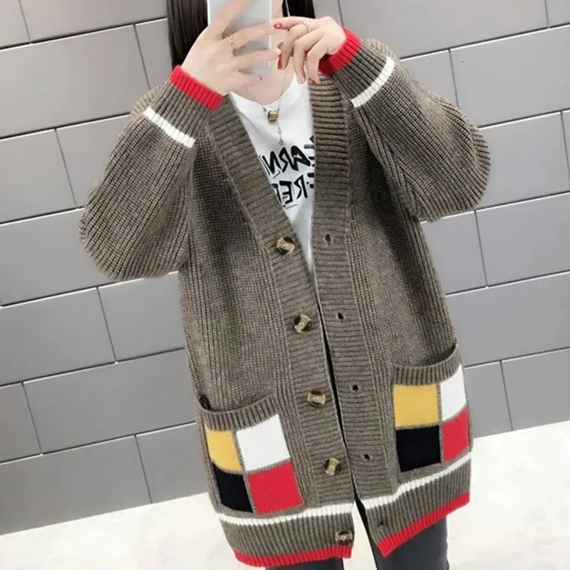 Knitted top cardigan womens fashion aesthetic purse sweater jacket spring mixed color sweater cardigan women 240717