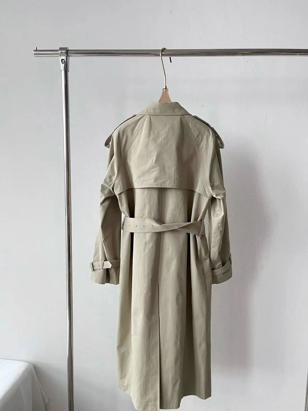 THE R AutumnWinter Scandinavian Style Classic Basic Trench Coat Womens Flat Pocket Buckle Strap Jacket 240712