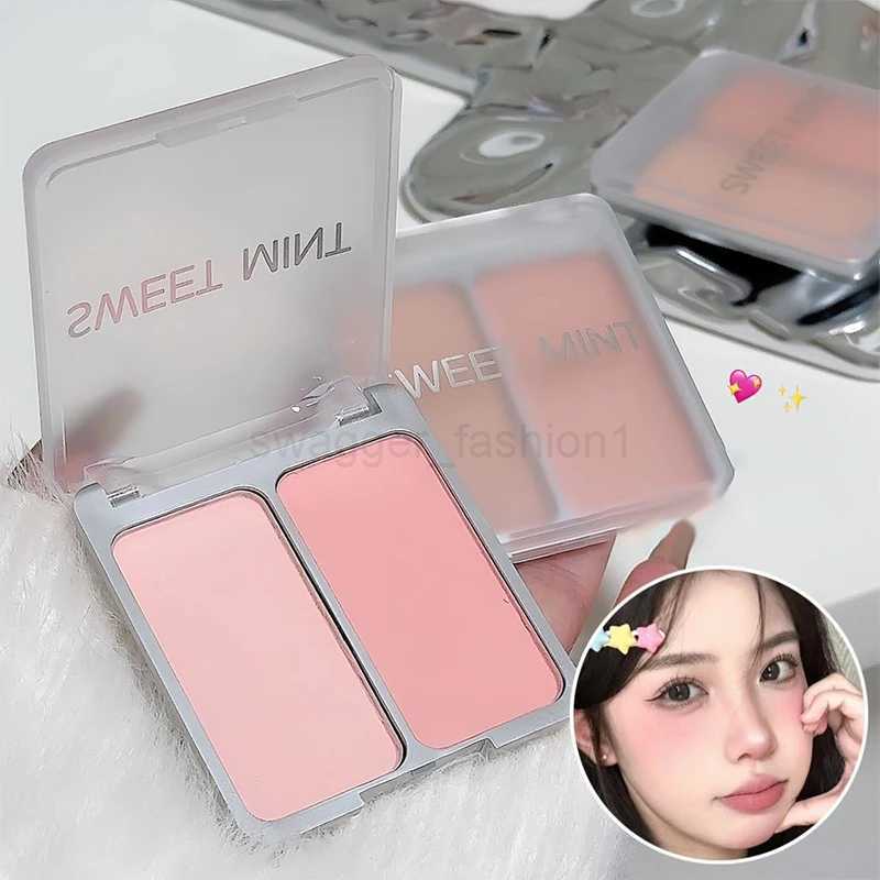 Two Color Powder Blusher Matte Skin Brightening Palette Nude Makeup Waterproof Durable Eye Shadow Pink Blush Pink Korean MakeupB240722