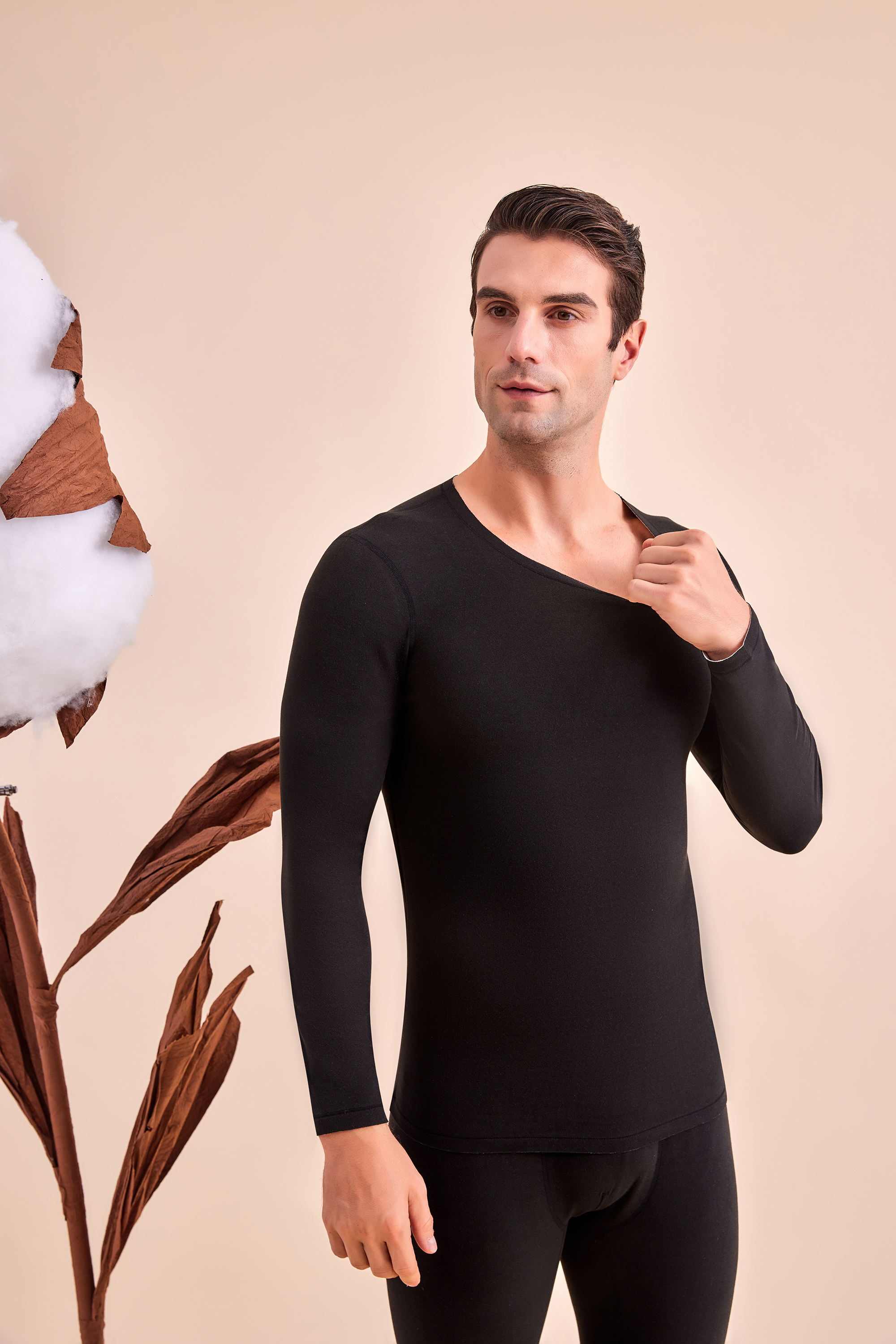 Men's thermal suit, thermal underwear, pajamas, 7A antibacterial and mite proof 24A07