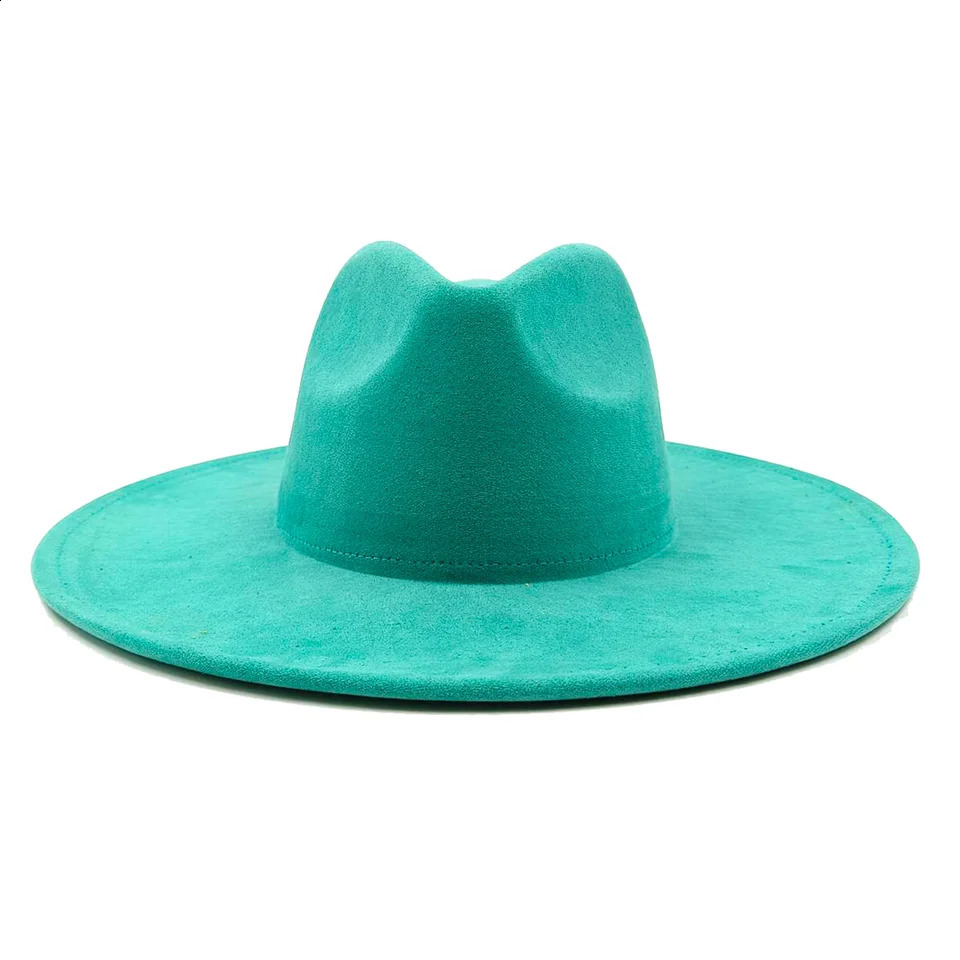 Suede fedora hat heart top 9.5cm brim feather accessories wide brim jazz hat men and women panama hat sombrero mujer gorras 240717