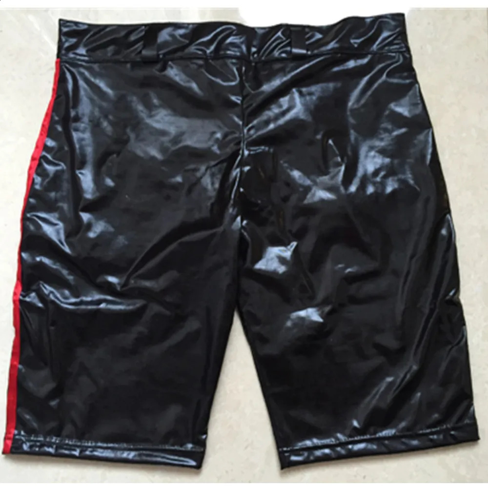 Sexy Mens Lingerie Soft Latex Leather Pants 2way Zipper Front Button Tights Shorts Gay Underwear Underpants Club Wear 240711