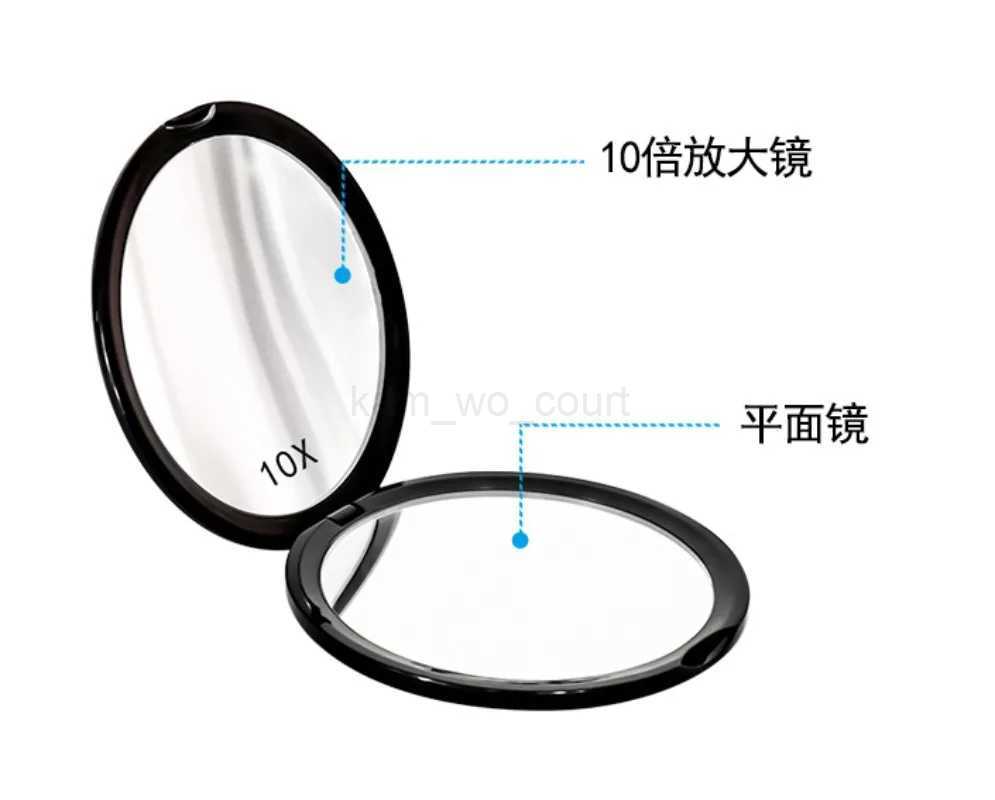 1Pcs Handheld Portable Makeup Mirror Double Sided 10X Magnifying Mirror Flip Flap Folding Round Mini Pocket Makeup Mirror ToolsM240722