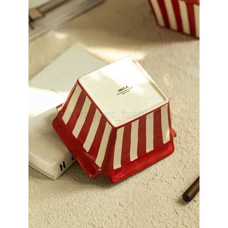Creative Ceramic Bowl Square Household Food Container Afternoon Tea Popcorn French Fries Chicken Dessert Bowls Kitchen SuppliesB270723